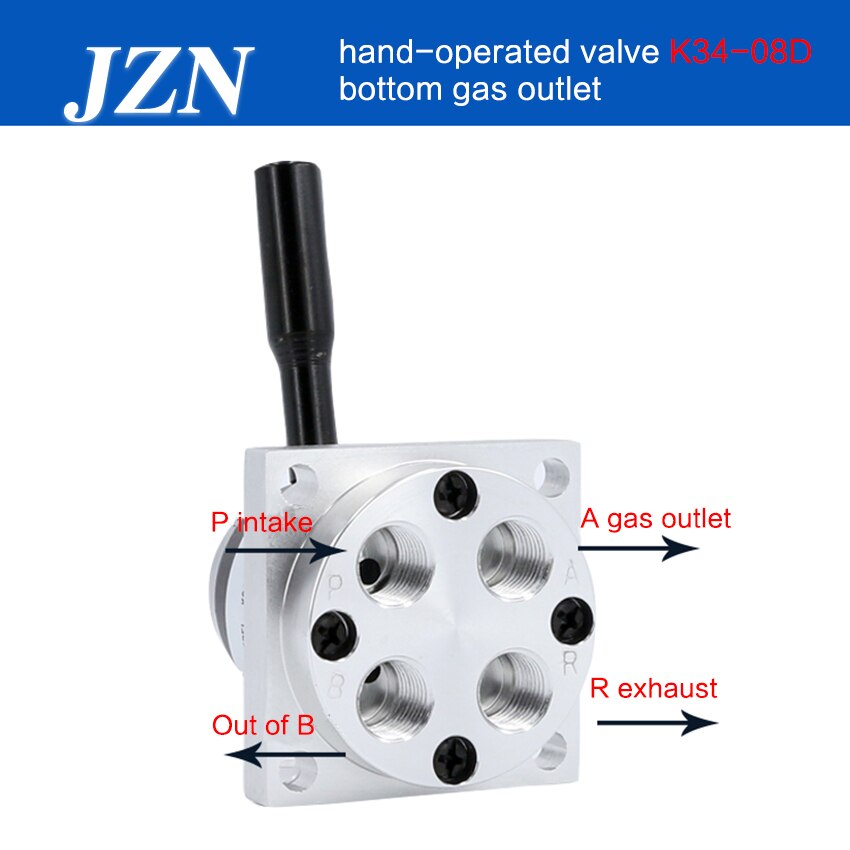 Pneumatic hand switch valve cylinder gas valve switch K34R6-8L / D manual valve accessories next to the bottom of the gas: K34R6-8D / 10mm