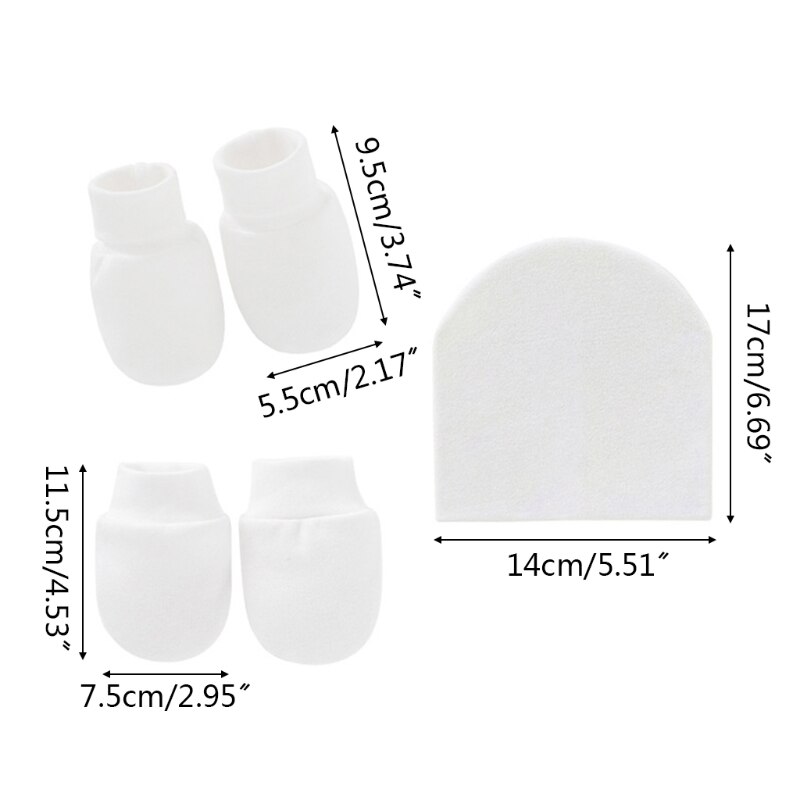 Gants en coton tricoté anti-rayures pour bébé + chapeau + couvre-pieds, ensemble de mitaines, chaussettes, bonnet: Gloves Hat Foot-M