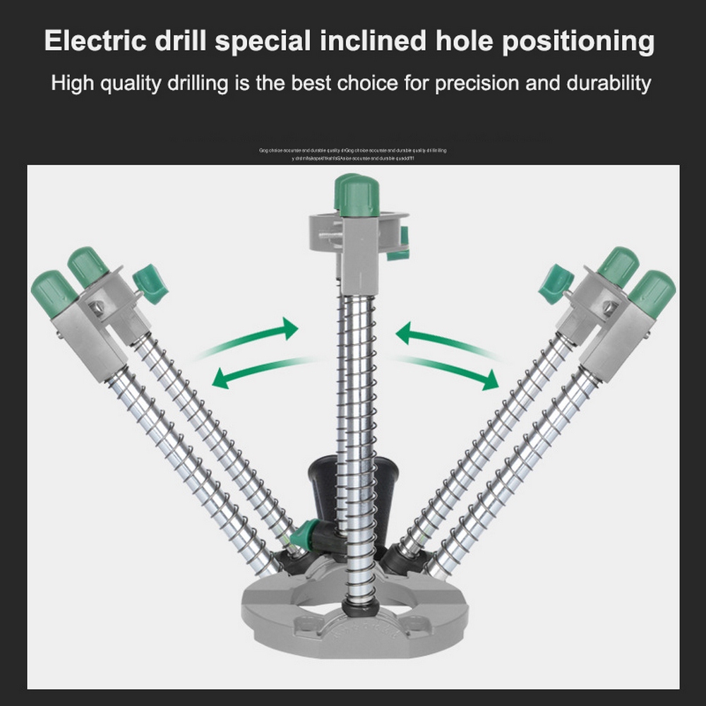 Precision Drill Guide Pipe Drill Holder Stand Drilling Guide with Adjustable Angle and Removeable Handle DIY Woodworking Tool