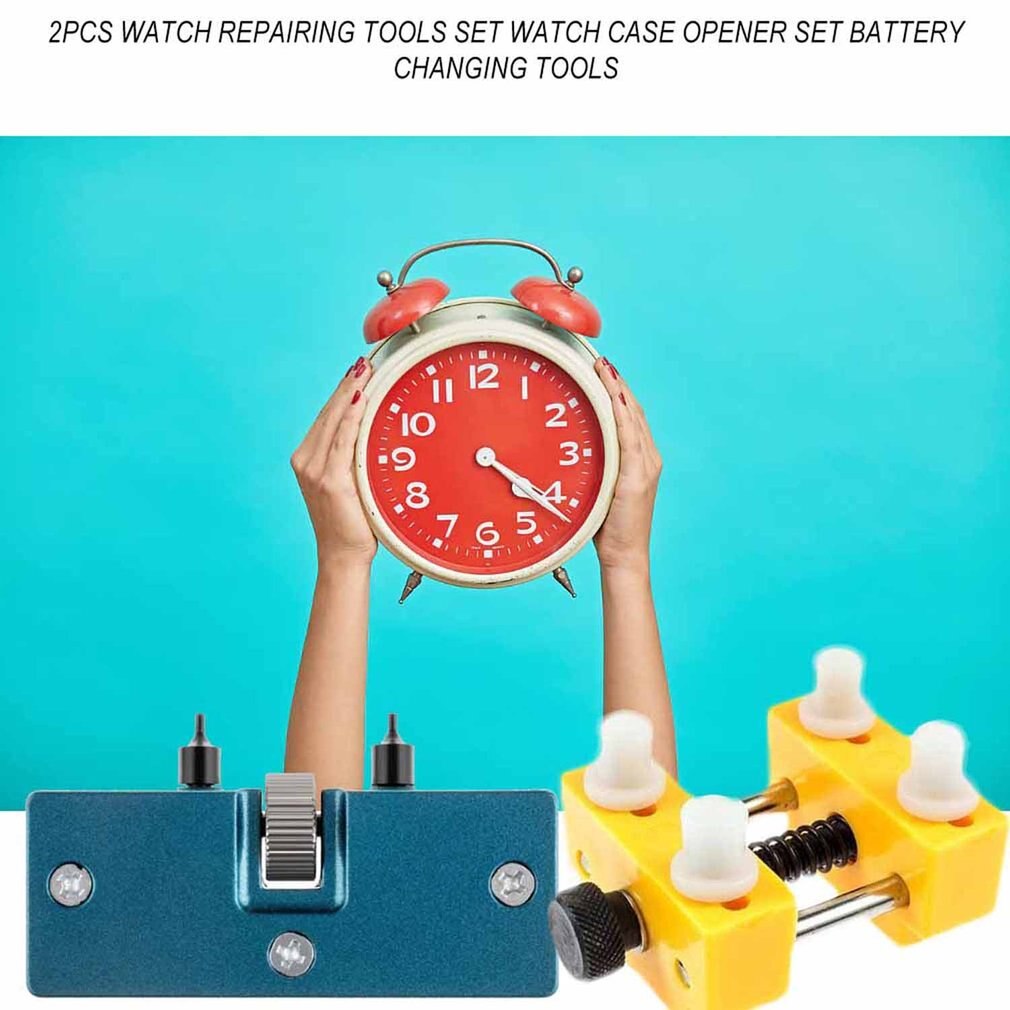 2PCS Watch Repairing Tools Set Watch Case Opener Set Watch Rear Cover Opening Devices Kit Battery Changing Tools