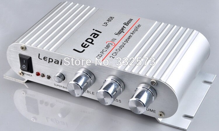 Lp -808 mini hifi super bas bilforstærker til mobiltelefon  mp3 pc 20w x2 rms hjemmeforstærker 12v