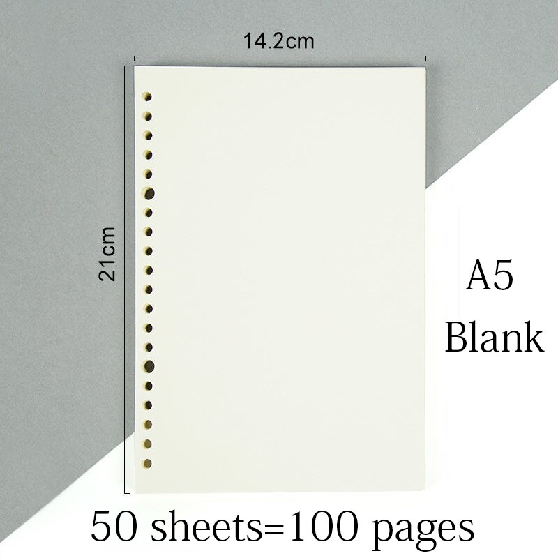 A5 cahier intérieur 20 trous point blanc grille doublé Page papier remplisseur recharge rabot pour reliure à anneaux carnet de notes bloc-notes Journal: blank