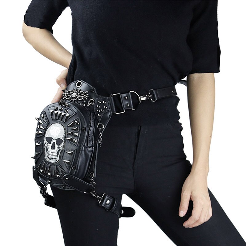 Riñonera Steampunk para hombre y mujer, bolsa de pierna caída para motocicleta, Punk Rock, cinturón hasta el muslo, bandolera de hombro: 1609 Leg Bag