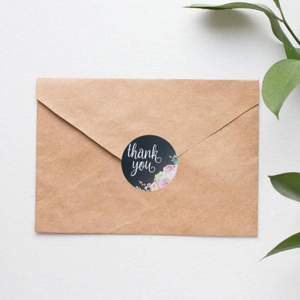 500Pcs Floral Pattern Thank You Stickers Roll Wraps Wedding Card Decals