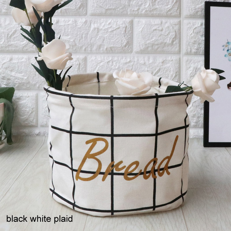 Huishoudelijke Draagbare Opvouwbare Desktop Desktop Opslag Mand Cartoon Afdrukken Speelgoed Opbergtas Kleine Voorwerpen Opbergdoos: black white plaid