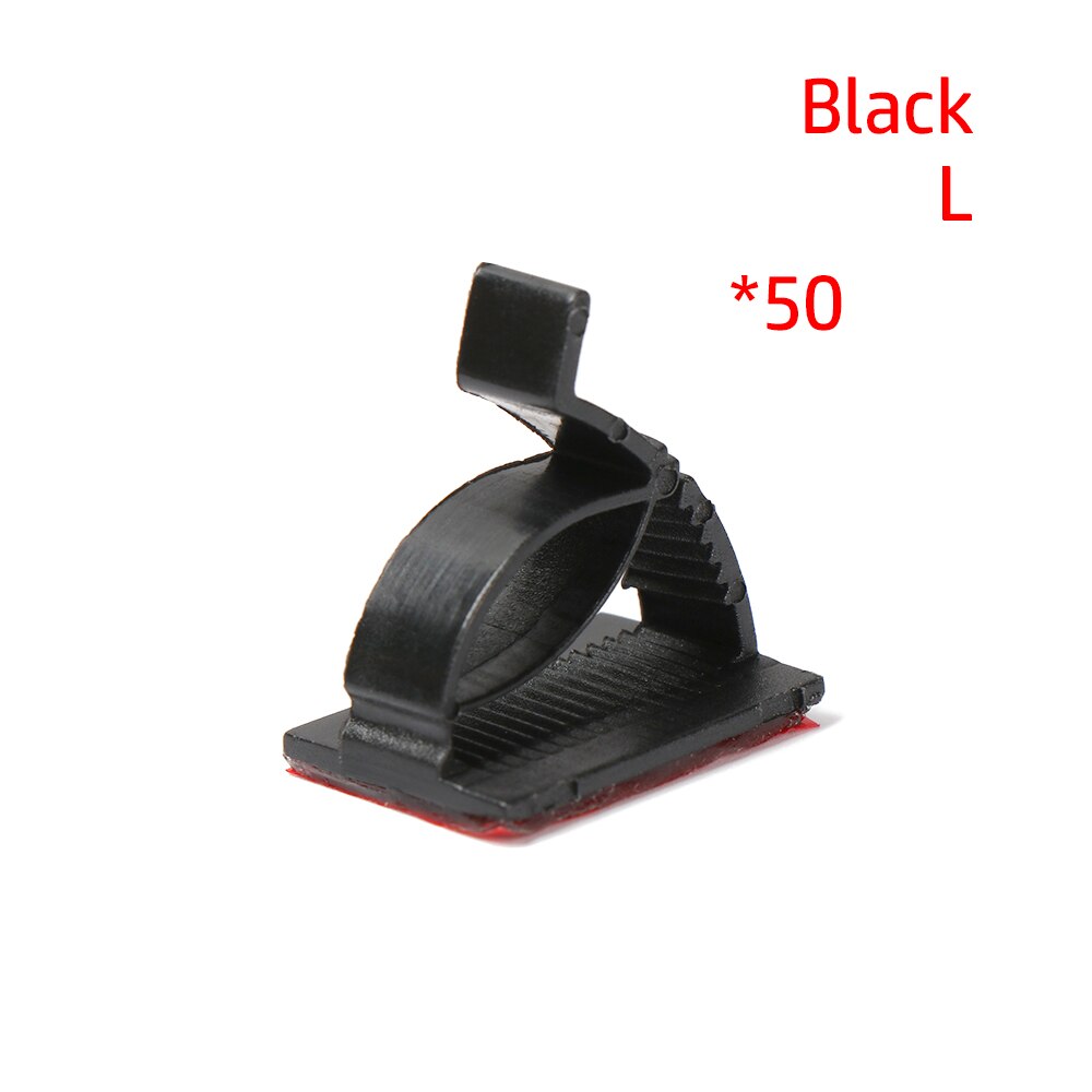 50pcs Self Adhesive Cable Clips Wire Organizer Line Clasp Desktop Charger Cable Fastener Fixer Storage Holder Multipurpose: L	black