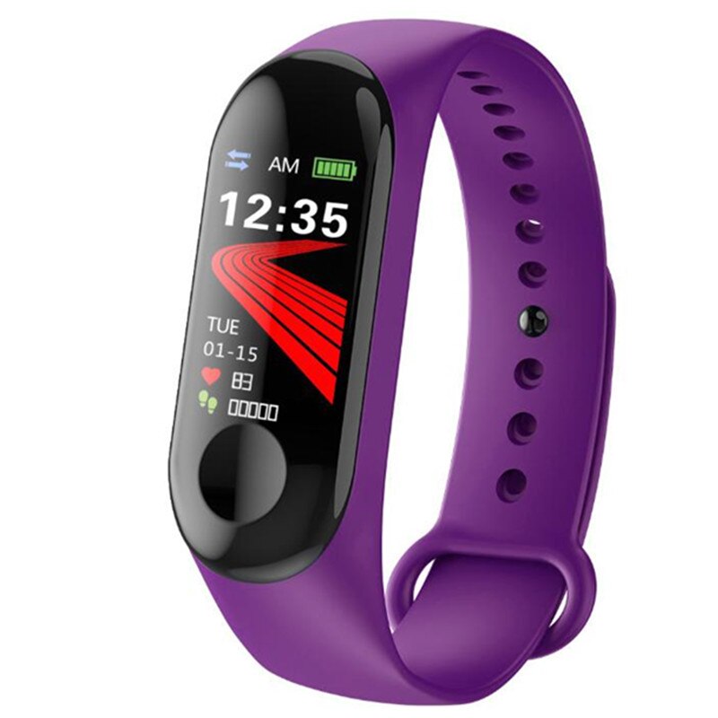 R1 smart armbånd skridttæller pulsmåler blodtryk fitness tracker sport vandtæt urbånd til huawei xiaomi ios: M3 lilla