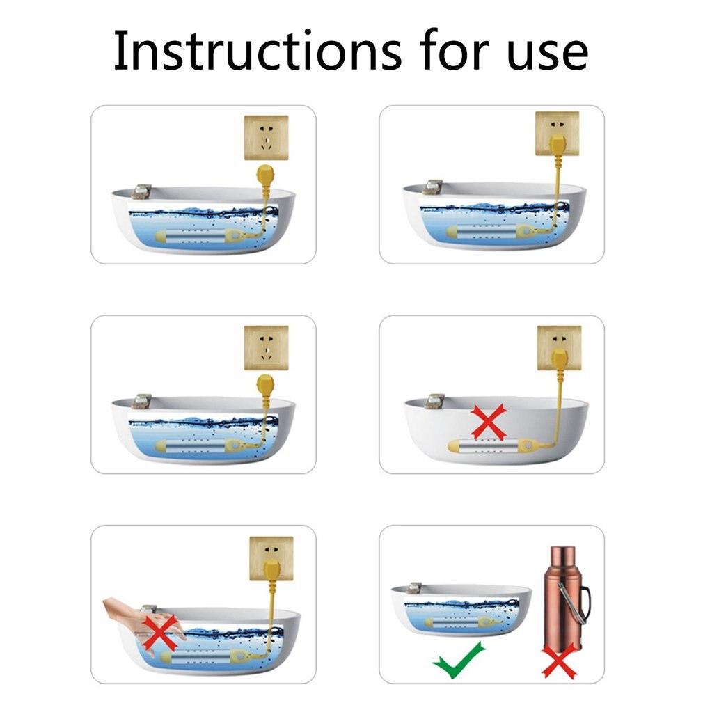 2500W 1.5 Meters Line Stainless Steel Immersion Heater Heating Rod Automatic Power-Off Water Boiler Tool