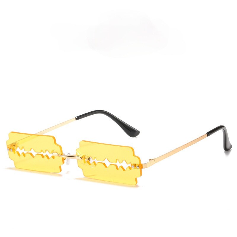 Rimless Sunglasses Women Vintage Unique HollowFishing Sunglasses Eyewear Men Frameless Punk Glasses Shades UV400 Driver Goggles: Orange