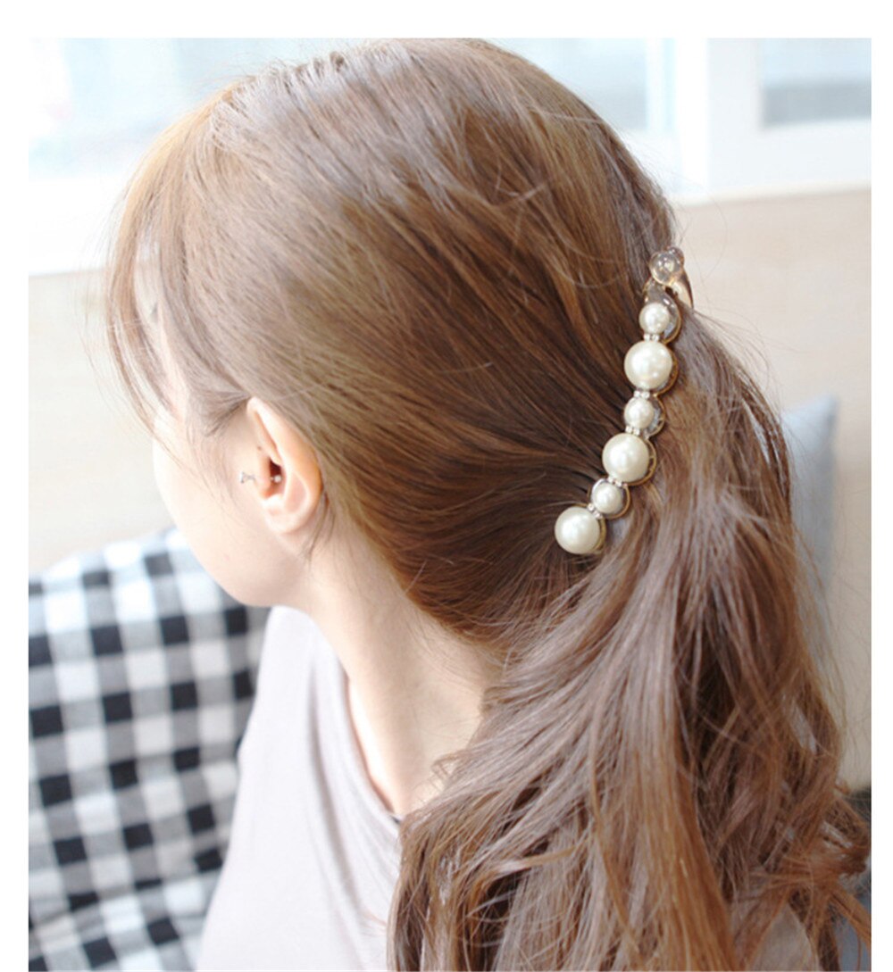 1Pc Parels Haarspelden Haar Clips Sieraden Banaan Clips Hoofddeksels Vrouwen Haarspelden Meisje Paardenstaart Haarspeldjes Haarspelden Accessoires