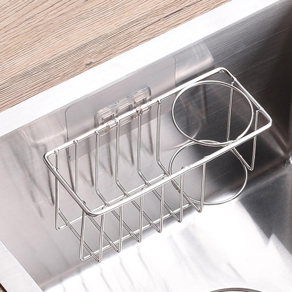 Stainless Steel Sink Drain Hanging Basket Kitchen Storage Basket Sink Rack Rag Hanger Kitchen Sponge Holder Sink Caddy Organizer
