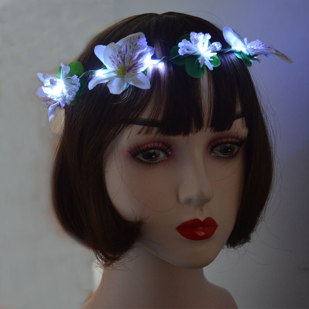 Accesorios para fiestas que brillan en la oscuridad, pulsera luminosa, herramientas de estilismo Led para el cabello, diadema con luces para el dedo, diadema de flores para niñas, cumpleaños y bodas