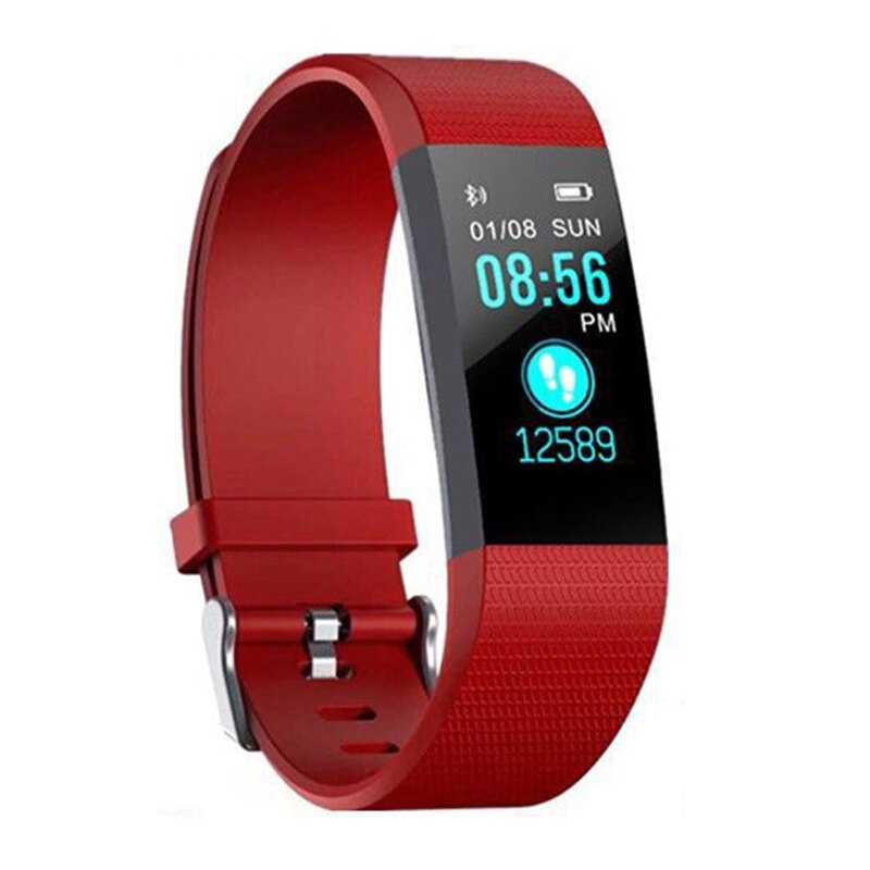 1Pcs Fitness 115 Plus Smart Band Bluetooth Sport Horloges Gezondheid Smart Polsband Tracker Hartslag Stappenteller Armband Mannen Horloge: Red