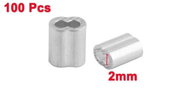 Uxcell aluminium hylstre ærmer beslag klemmer 9.5 x 5mm 100 stk til ståltråd med 2mm diameter