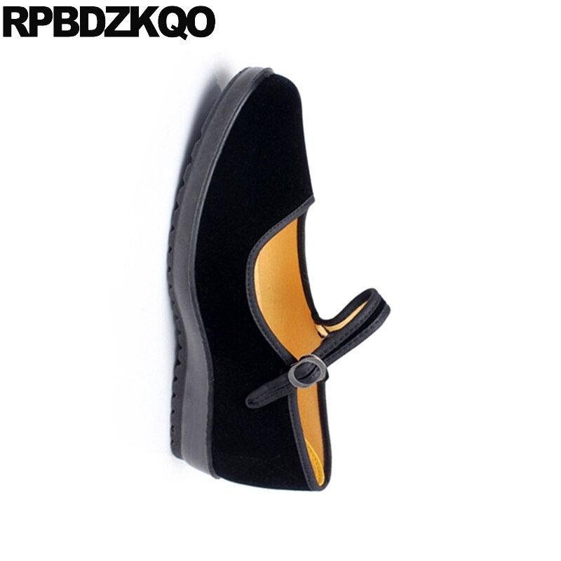 ladies women suede large size elderly chinese black spring autumn cheap shoes china flats 33 round toe walking