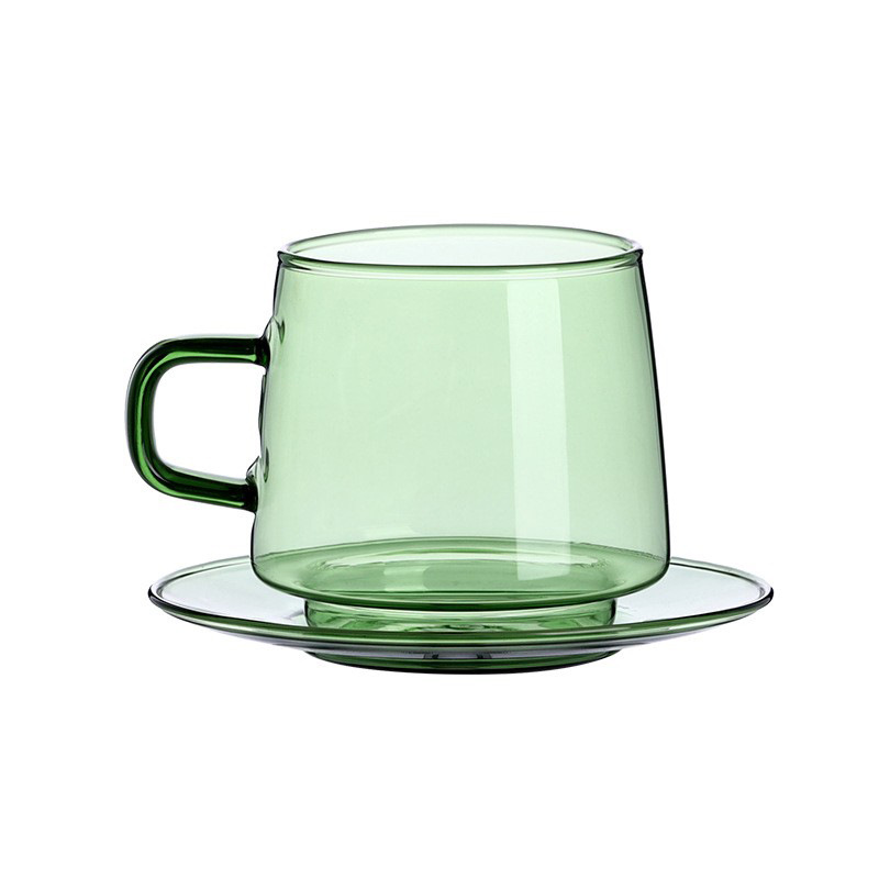 Tazza di vetro colorato tazza 350ml resistente al calore ambra blu verde impilabile tazza di vetro tazza da caffè tazza da tè 1pc