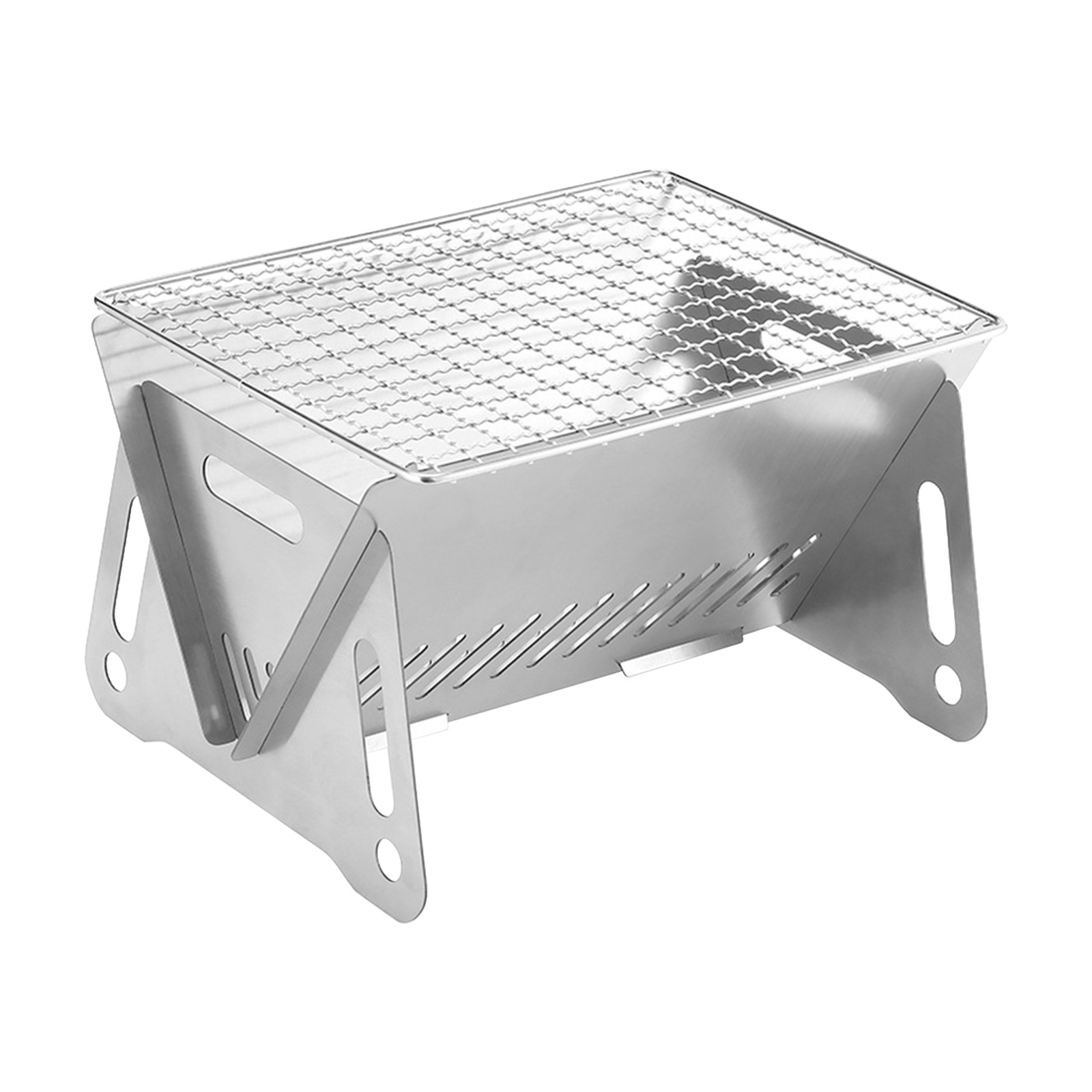 Multipurpose Outdoor Firewood Stove Portable Camping Picnic BBQ Travel Folding Stainless Steel Wood Stove Charcoal Cooking Grill: Default Title