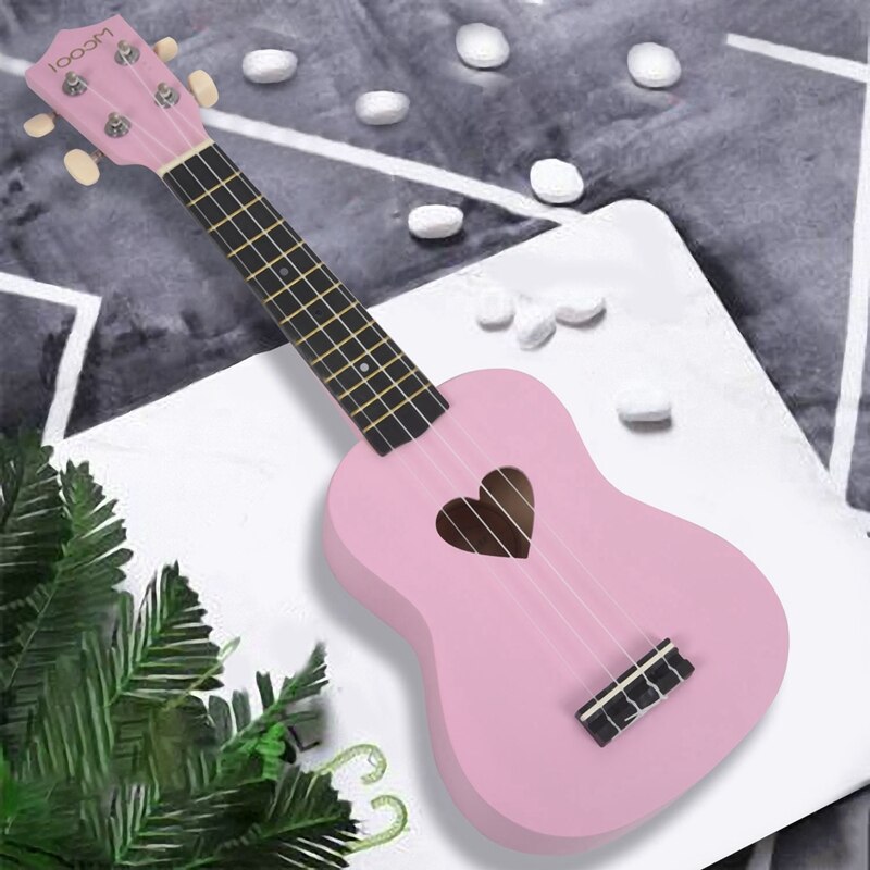 Mcool Sopraan Ukulele Roze 21 Inch 4 Strings Ukelele Goedkope Hawaii Mini Gitaar Hartvormige Tone Hole basswood Hout