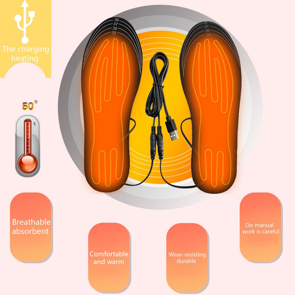 Elektrische USB Verwarmde Inlegzolen Vrouwen Mannen Skiën Voet Warmer Pad Voeten Warmer Sok Pad Mat Winter Verwarming Binnenzool Verwarming Binnenzool