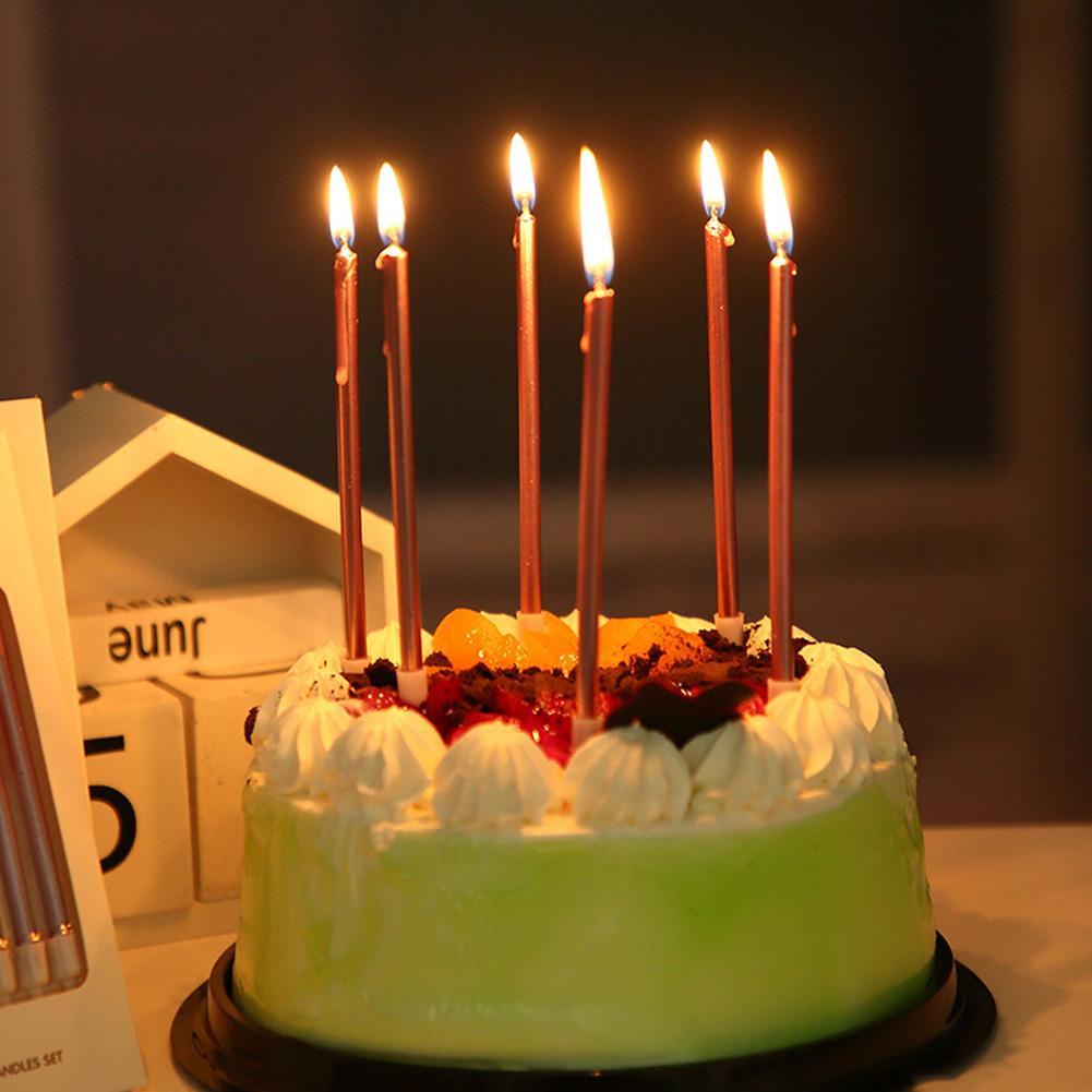 6Pcs Metal Chrome Goud Zilver Verjaardag Kaarsen Diy Kleurrijke Taart Decoraswedding Baby Shower Benodigdheden Metallic Kleur Cake Topper