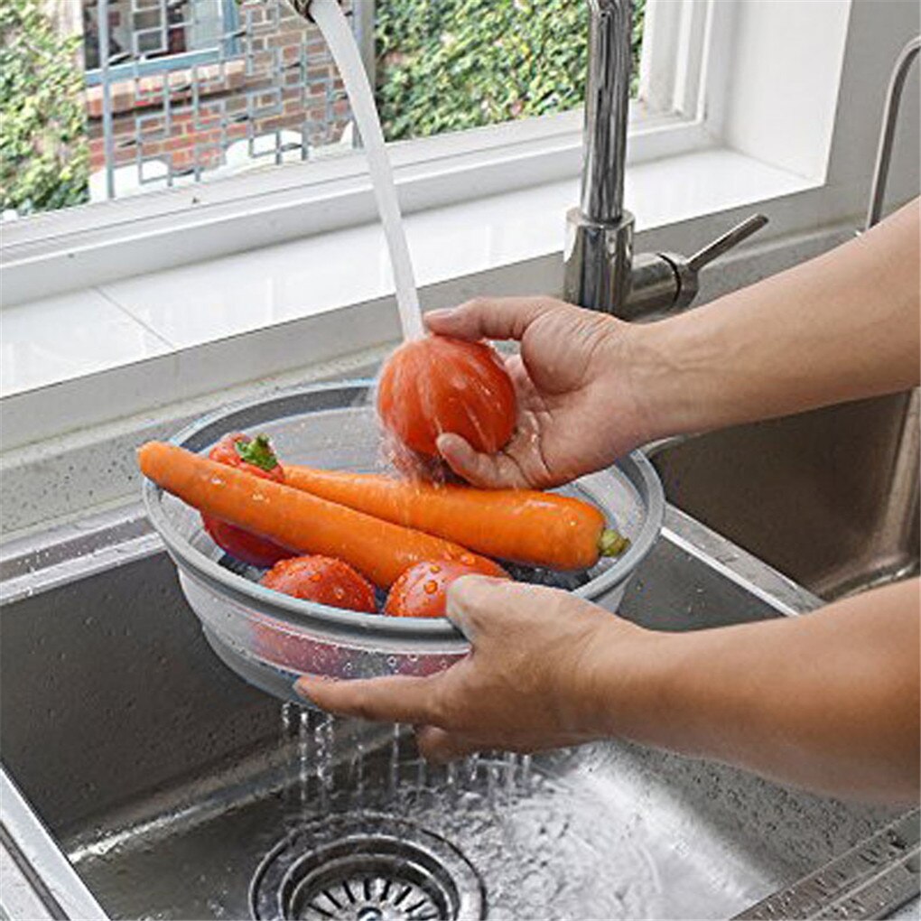 Collapsible Microwave Splash Proof Cover Food Fruits Vegetables Washing Lid Plastic Plate