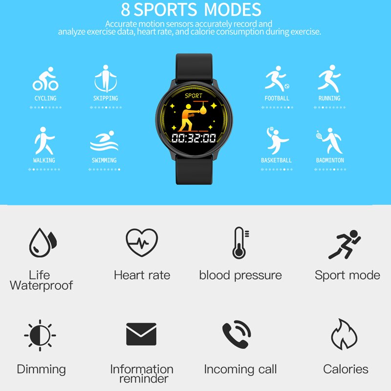 Bakeey R7 1.22 inch Smart Watch 30Days Long Standby Heart Rate Blood Pressure Monitor Smart Watch Women Men for Android iOS