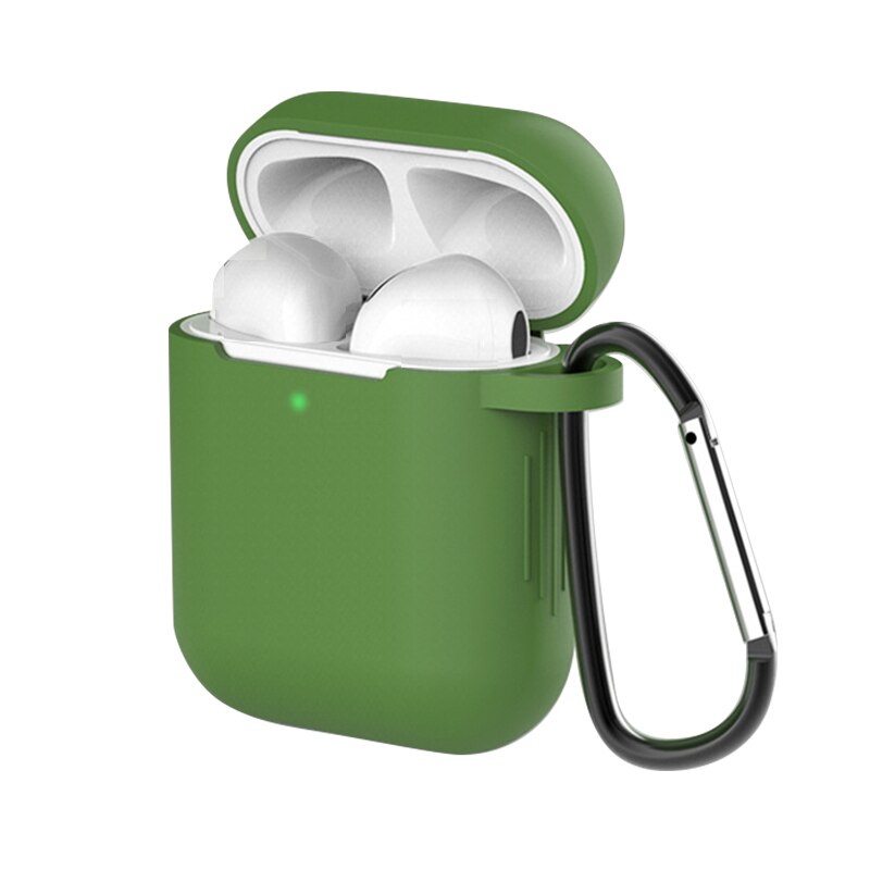 Krzemu skrzynka dla Apple Airpods 1/2 pokrywa ochronna słuchawka Case słuchawki przypadki ochronne dla Apple Airpods 2/1 okładka: Deep green