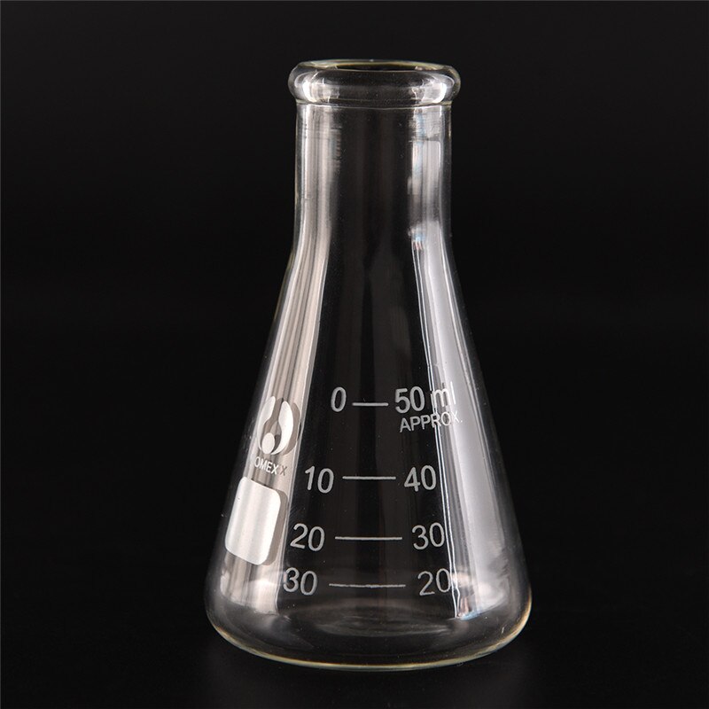 50ml tieteellinen turvallinen lasitavarat laboratorio koulun tutkimus tarjonta lasi erlenmeyer pullo kirkas lasi lab erlenmeyerpullo