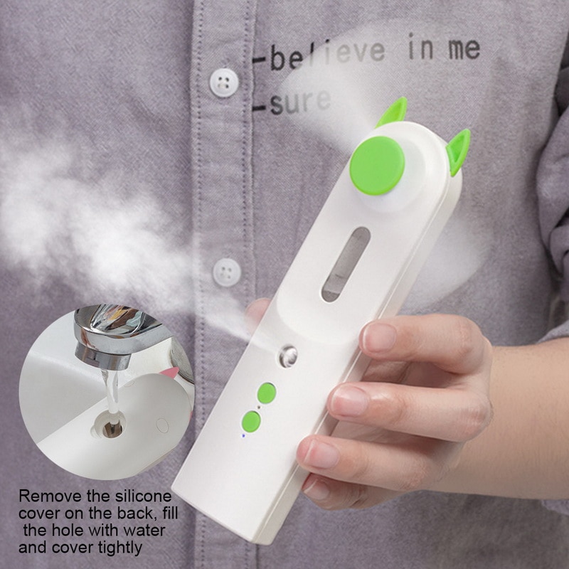 2 In 1 Water Spray Mist Fan Elektrische Usb Oplaadbare Handheld Mini Ventilator Koeling Airconditioner Luchtbevochtiger Voor Outdoor