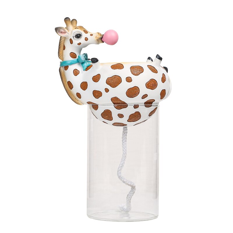Harpiks dyrehoved vase med akvarium boble naturlig kaktus sukkulente planter urtepotter dekoration zebra giraf håndværk