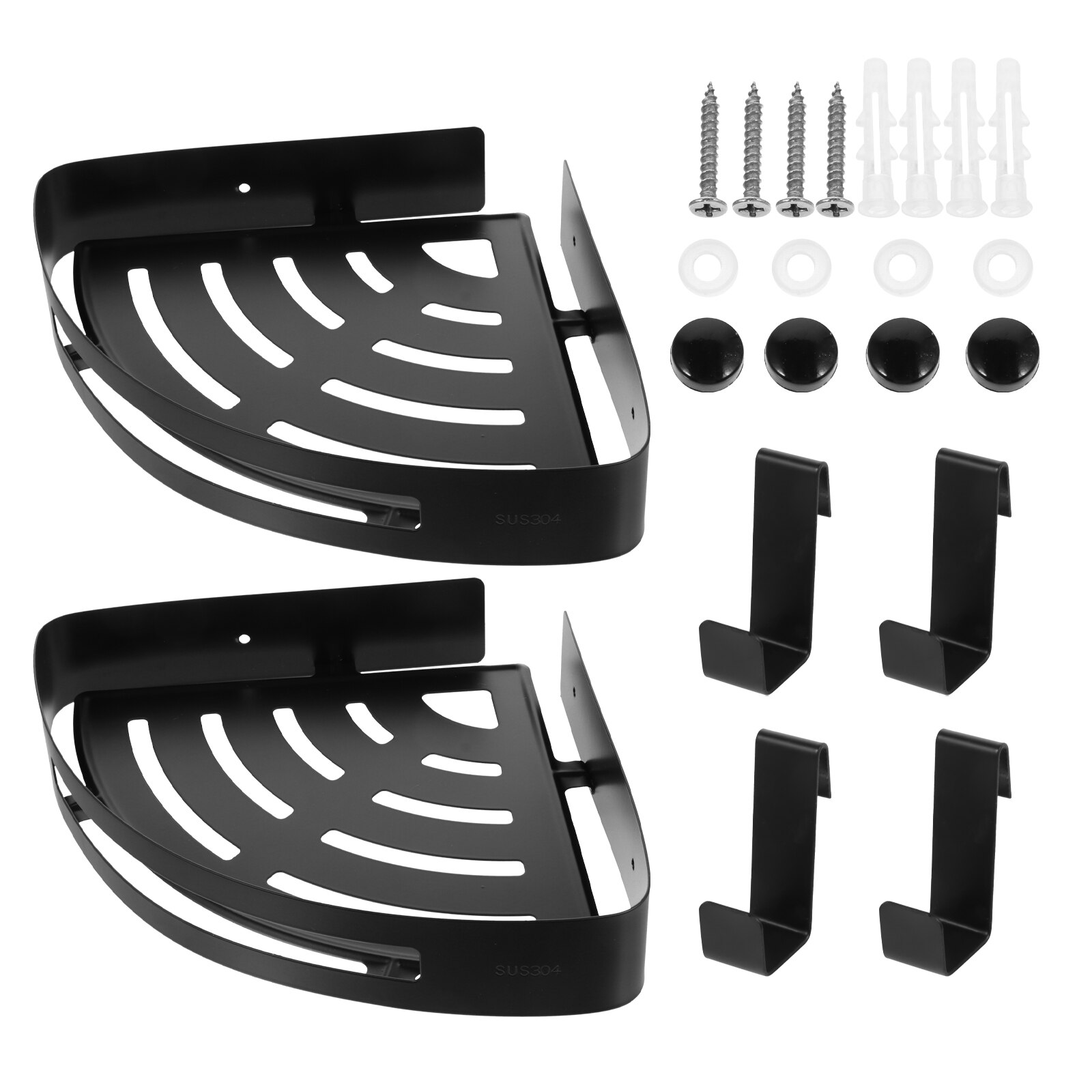 2pcs Stainless Steel Shower Corner Shelves Bathroom Wall Caddy Storage Rack