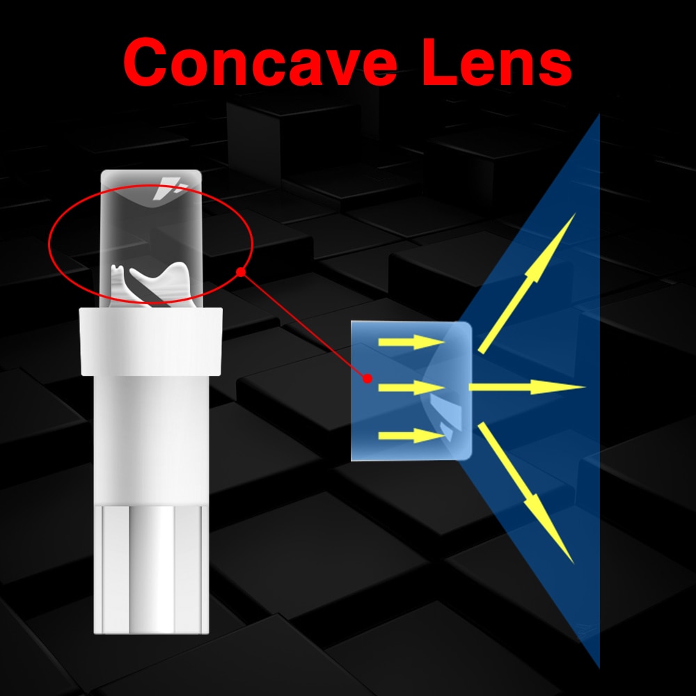 10pcs T5 LED Car Dash Dashboard Lights 74 73 286 Instrument Panel Lamp Speedometer Wedge Side Bulb Concave Lens Green White Blue