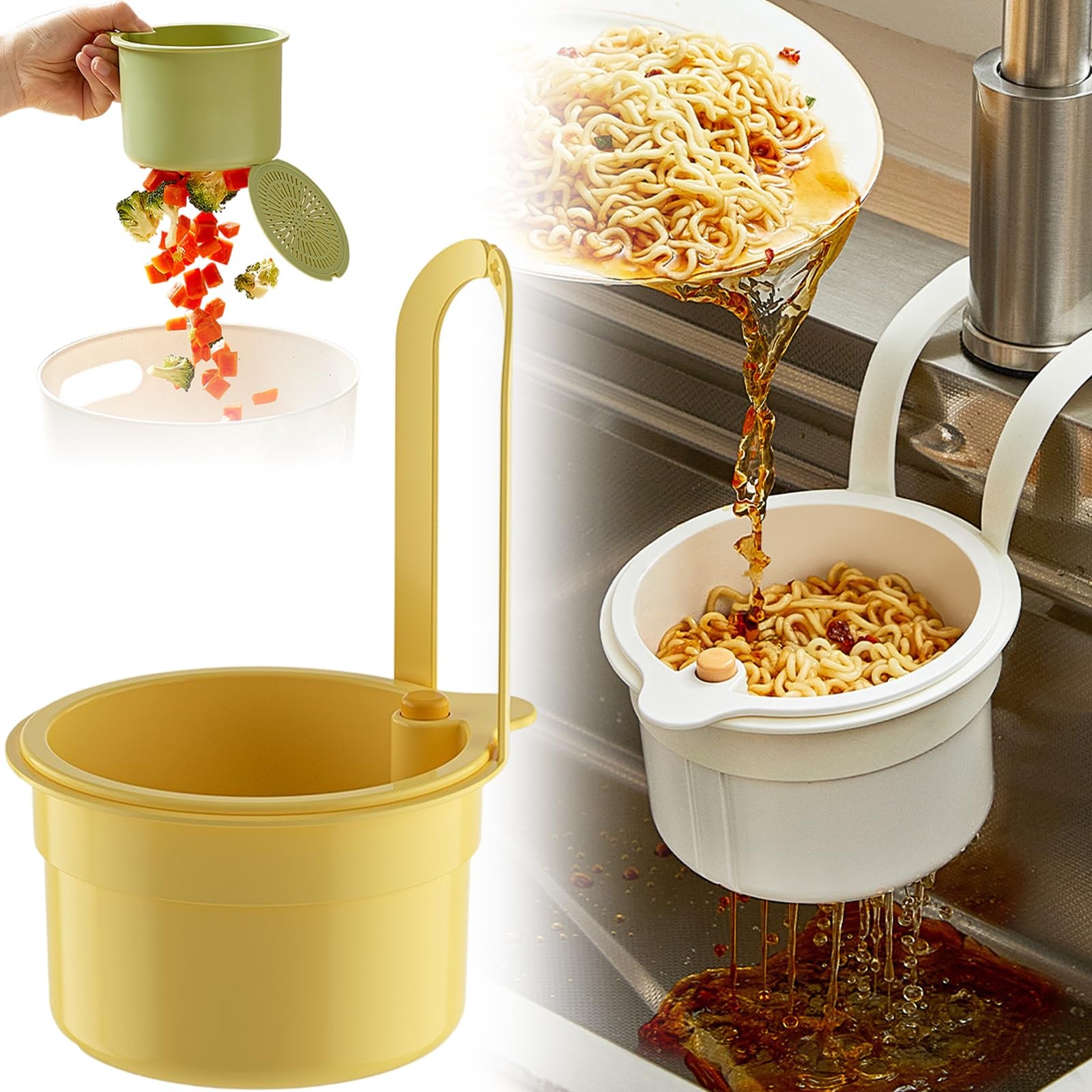 Kitchen Sink Filter Strainer Multifunction Drain Basket Fruit Vegetable Drainer Rack Water Filter Kitchen Organizer Basket 2pcs: Yellow