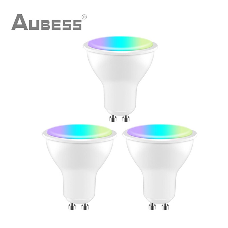 Aubess Tuya GU10 Wifi Smart Light Led-lampen Rgbcw 5W Dimbare Lampen Smart Leven App Afstandsbediening Werkt Met alexa Google Thuis: 3 PCS