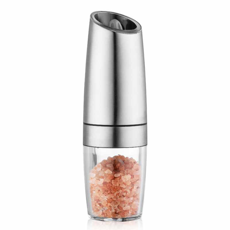saengQ Electric Pepper Grinder Pepper Mill Stainless Steel Automatic Gravity Induction Salt Kitchen Spice Grinder Tools: silvery