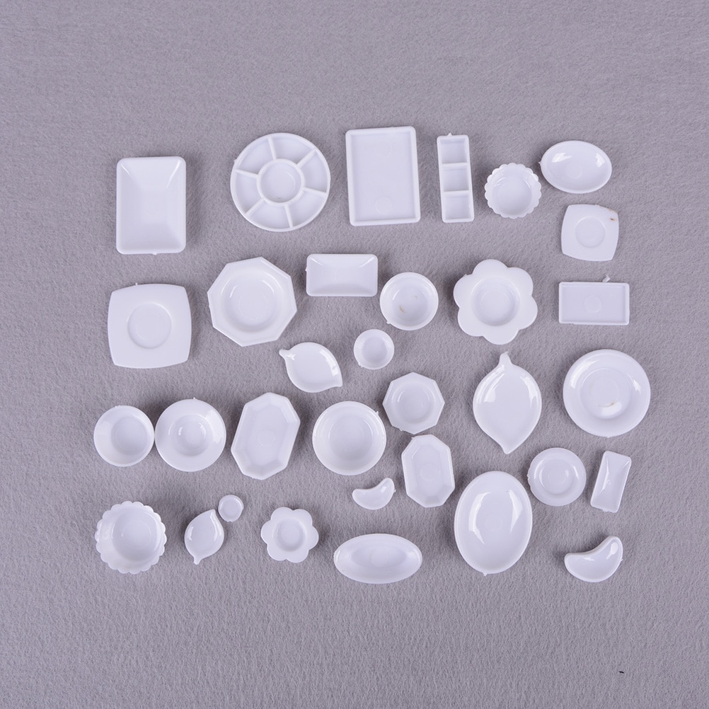 33 stks/set Keuken AcrylicTableware Mini Miniaturen Cup Plaat Schotel Decor Speelgoed voor Kinderen Meisjes Voor Kinderen Pop Accessoires