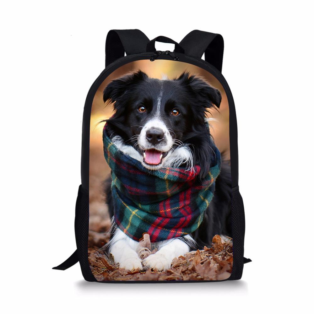 3D Border Collie Dog Print Backpack SchoolBags for girls boys teenager orthopedic school bag packbags mochila escolar bookBag: BJMQ04.jpg