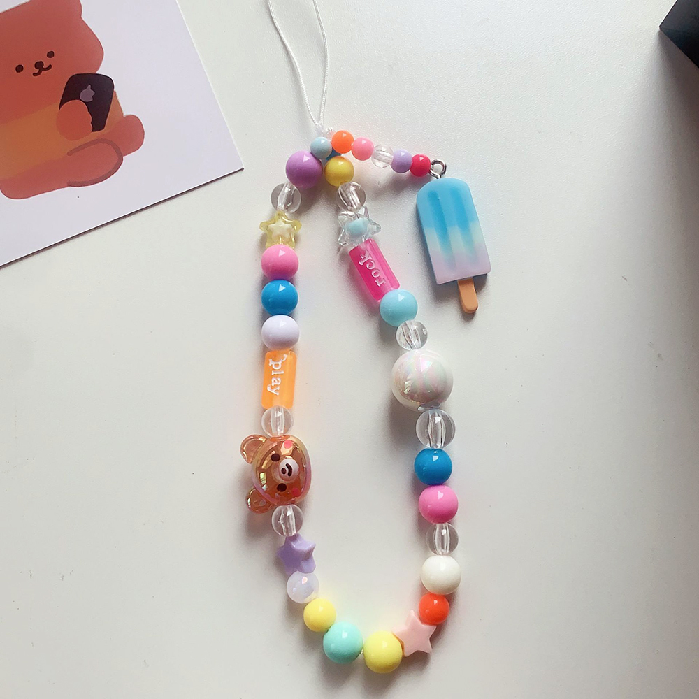 Cordón para teléfono móvil de Color, correa para la muñeca, cadena de mano para mujer, funda corta antipérdida para teléfono móvil, bonito cordón, colgante para llave: Rojo / Rosa