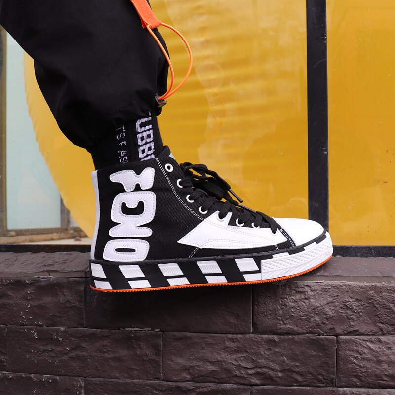 Luozheke herenschoenen lente en herfst heren high-top gevulkaniseerde schoenen student casual schoenen skate canvas schoenen sneakers