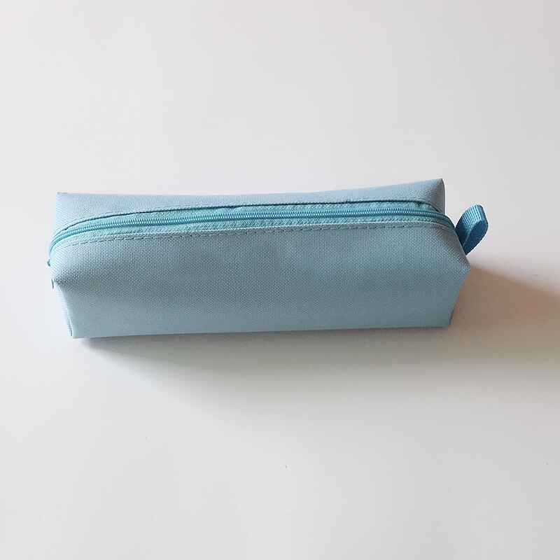 Pencil Case Makeup Bag Canvas Zipper Pen Bag Box Solid Cosmetic Bag School Stationery Bag Cosmetic Brush Bag For Girl Boy: light blue