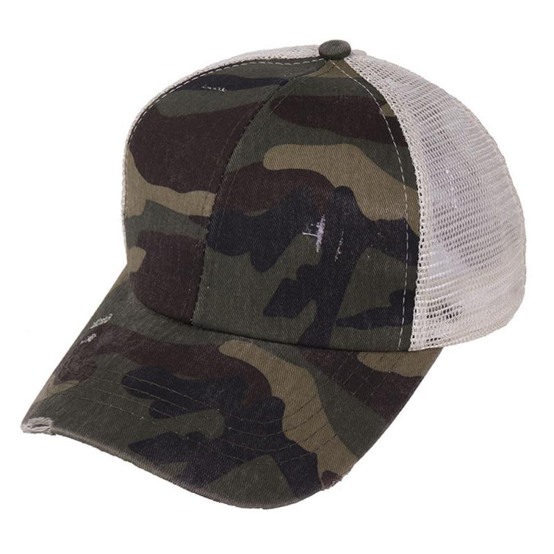 Boné de beisebol rabo de cavalo bagunçado bun chapéus para mulher lavado algodão snapback bonés casual verão sol viseira chapéu ao ar livre: 8 Camouflage