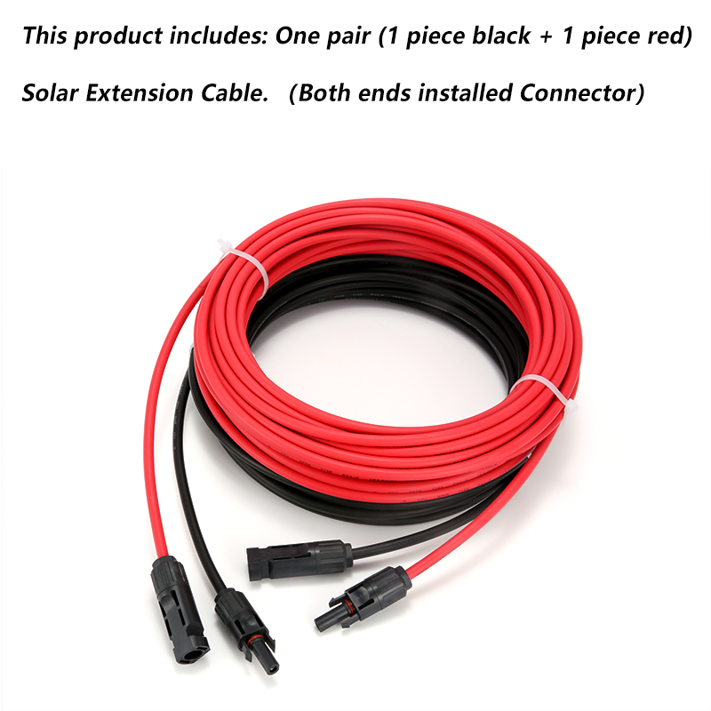 XIONGISOLAR cable solar fotovoltaico negro + rojo 2,5/4/6 mm2 con cable de extensión macho y hembra enchufe estadounidense 10/12/14 AWG cables solares fotovoltaicos