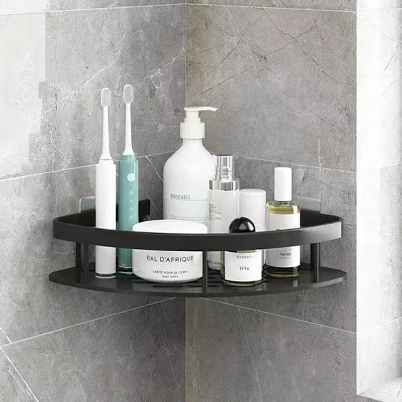 Badkamer Spijkervrije Plank Douche Hoekplank Aluminium Shampoo Plank Douche Supply Opslag Badkamer Planken Badkamer Accessoires: Light Grey