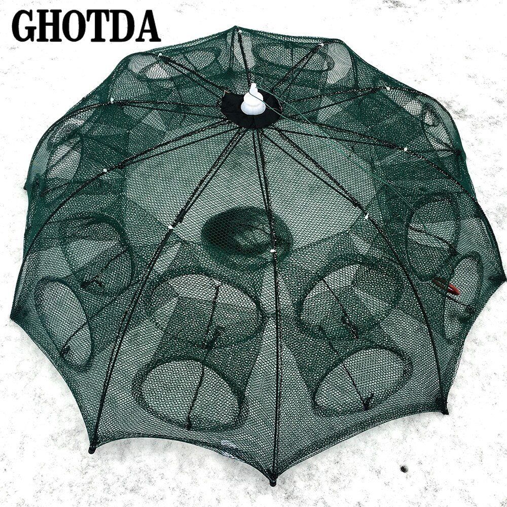 Składana sieć rybacka 4/6/8/10/12/16/20 otwór składane przenośne automatyczne wędkowanie krewetki pułapka ryby Strzebla Krab przynęty rzucać siatka pułapka P