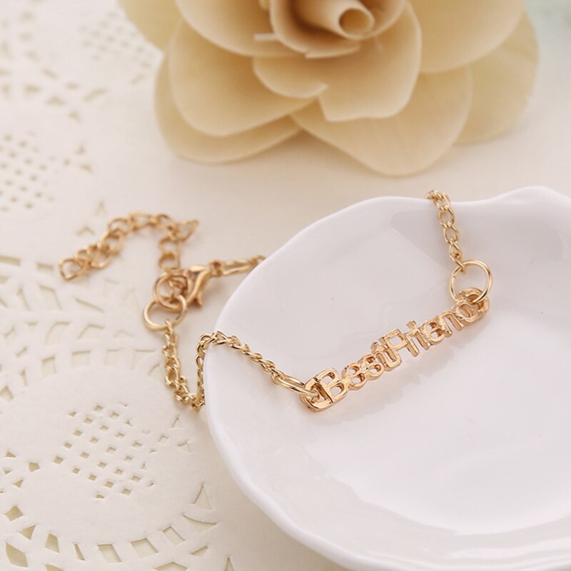 Vrouwen Beste Vriend Oneindige Partners Charm Bangle Armbanden Legering Hand Ketting Fijne Sieraden HSJ88: gold