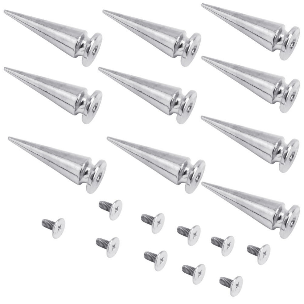 10 stks Zilveren Tapered Klinknagel Kit met Schroef Punk Stijl Klinknagel Kleding Schoenen Cap Broek Jas Rugzak DIY Accessoires