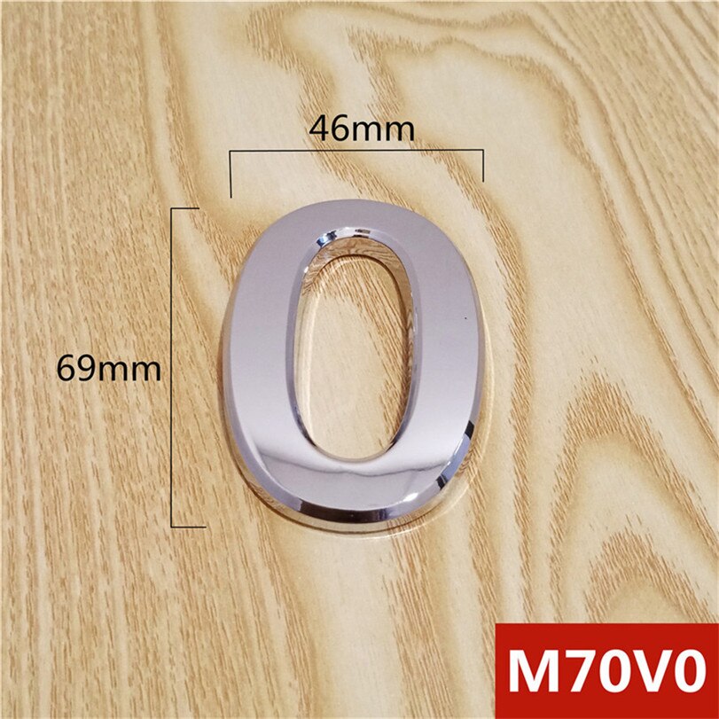 Height 70mm Silver ABS Plastic Silver Self- Adhesive House Door Numbers Address Sign Hotel Home Door Plate Sticker: 0