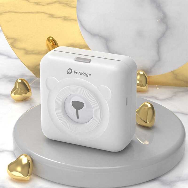 4 kleuren Mini Pocket Photo Printer Draadloze telefoon Thermische Foto Draagbare Handheld Printer voor iOS Android PC: white