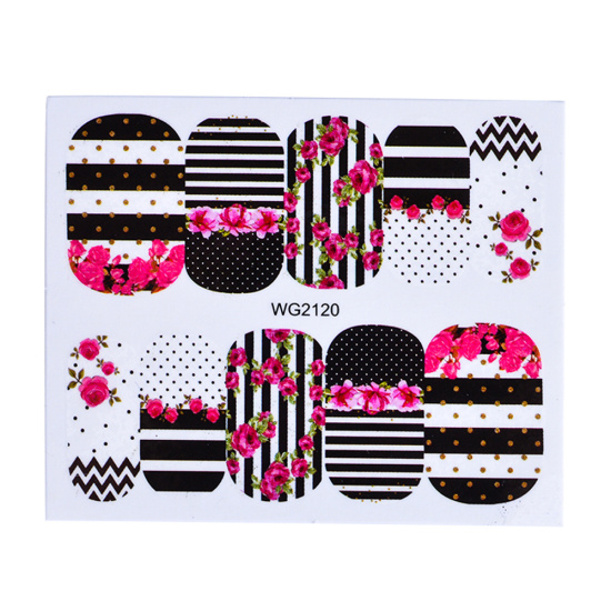 1pcs Bloem Bladeren Nail Sticker Decals Blossom Kleurrijke Slider Rose Water Volledige Wraps Nail Art Decoratie Bloemen Op Nagels CHWG: WG2120