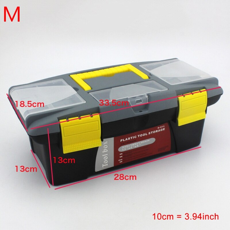 Caja de herramientas de plástico portátil, caja de herramientas de mantenimiento multifunción para el hogar, caja de almacenamiento para coche, caja de herramientas anticaída: M